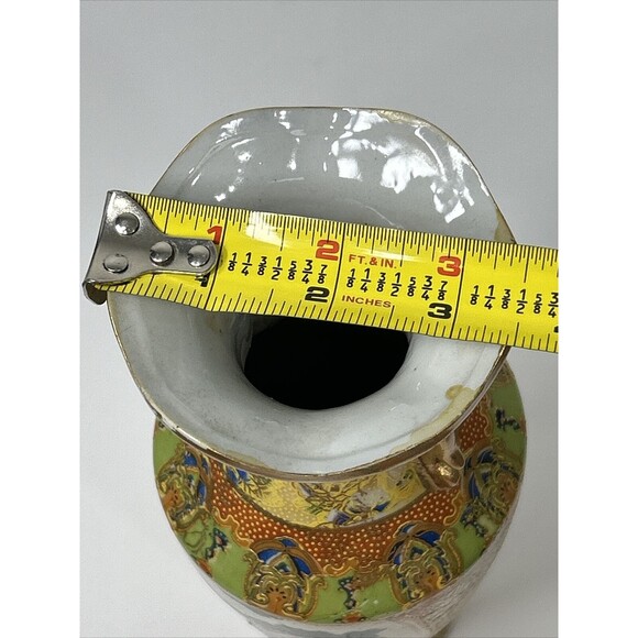 Gilded Japanese Style Vase Geisha Concubine Oiran Floral Double-Sided Handle - Picture 12 of 14